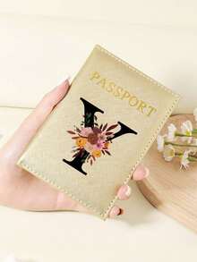 1pc A-Z 26 Letters Fashionable Letter Print Stylish Burgundy Passport Cover, Premium PU Leather Passport Wallet With Multi-Card Pockets For Credit Cards, Boarding Passes, And IDs Graduation - Burgundy - View 140