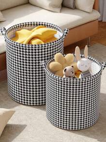 1pc Large Capacity Foldable Dirty Clothes Basket, Large Laundry Basket With Handles, Storage Blankets Basket, Toys Basket, Dirty Clothes For Living Room, Bedroom, Simple Household Storage Basket