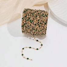 50cm-100cm Metal Copper Chains With Colorful Crystal Design, Suitable For Jewelry DIY Making, Including Hair Chains, Necklaces, Bracelets, Anklets, Earrings, Not Including Reel