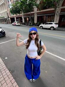 VIBEWAVE Elastic Drawstring Oversized Thin Knit Casual Street Pants, Spring/Summer