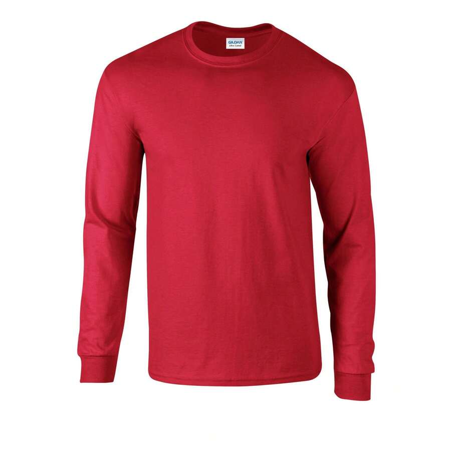 Gildan Unisex Adult Ultra Cotton LongSleeved TShirt (Red) - 紅色 - 查看 1
