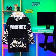 Fortnite Oversized Hoodie Blankets Fleece Extra Long Warm Wearable Hooded Poncho And 14+ Gamers Gift - Black - View 5
