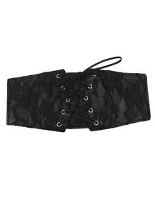 1pc Palace Style Elastic Waist Belt With Lace Decor, Waistline Cincher For Women's Dresses