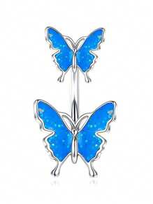 Blue Stainless Steel CZ Heart Dragon Butterfly Navel Belly Button Ring Piercing Jewelry For Women