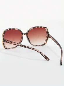 1pc Plastic Frame Oval Leopard Pattern Sunglasses For Women, Gradient Hollow Design, Suitable For Summer Beach Travel Outfit For Summer Beach Vacation,Outdoor,Travel