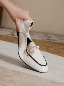 Mengshangli 2025 Autumn Women's Flat Slip-On Loafer Shoes, Casual Leather British Style - Beige - View 7