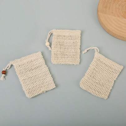 1/2/3/4/5 piezas Esponjas de luffa, bolsa de malla de jabón espumoso, herramienta de limpieza facial espumosa, bolsa colectora de jabón triturado, almacenamiento portátil para baño y viaje