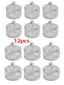 2/6/12 chiếc cốc thủy tinh tráng miệng có nắp đậy, bát thủy tinh đựng kem, đồ ăn nhẹ, sữa chua, kem, phụ kiện nhà bếp và nhà hàng, lý tưởng để làm mát vào mùa hè - Nhiều màu - Xem 12