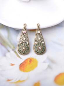 12 pièces Ensemble de fabrication de bijoux Pendentifs et boucles d'oreilles pour femmes de style bohème en alliage de zinc vert olive