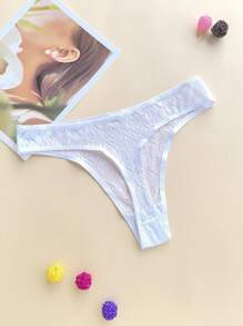 5pcs/Pack Plus Size Women's Soft Lace Thong Panties, Sexy Seamless Underwear