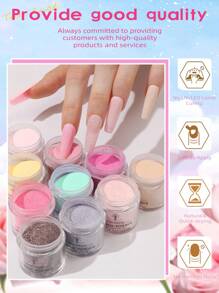 CHOSEOS 48 Colored Crystal Powder Set, 10 G/0.35 Oz Per Bottle, For DIY French Extended 3D Nail Sculpture, Long Lasting, No Nail Lamp Needed!