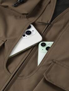 سترة صيفية رجالية عالية الجودة موديل 2025، بتصميم جيوب متعددة بألوان سادة، مناسبة للصيد والأنشطة الخارجية والتنزه، ذات جيوب كبيرة الحجم - قهوة بني - مشاهدة 10