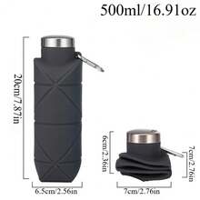 700ml/23.67 Oz Silicone Collapsible Water Bottle, Rhombic Compression Design, Suitable For Outdoor Camping/Fitness/Travel, Leakproof, Temperature Resistant -40°C~200°C, Abrasion & Tear Resistant, Dishwasher Friendly, Airline Approved, Anti-UV Portable Sleeve, Ultra Slim 5cm Folded, Anti-Slip Cap, Couples Sports Set, Emergency Water Storage Container, Frost Resistant & Acid-Alkali Resistant, Outdoor Adventure Gear. - Multicolor - View 14