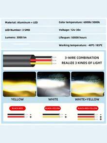 GLANBERT 2pcs-Pack Motorcycle LED Dual Color Mini Lens Lights With Switch Work Auxiliary Lights Hi/ Lo Beam Car Working LIghts Projector Lights For Cars SUV UTV - Multicolor - View 11