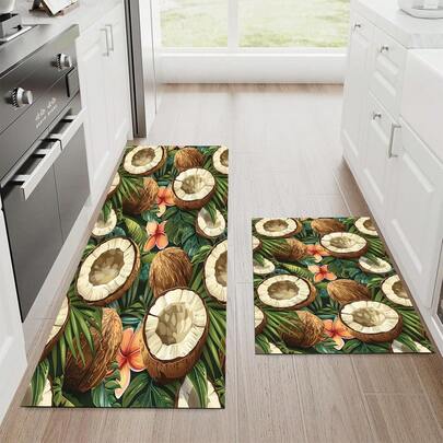 1 pieza Alfombra de piso de cocina antideslizante de poliéster, apta para cocina, sala de estar, entrada, balcón, decoración del hogar, resistente a las manchas, cafés, bares, festivales, fiestas, decoración del hogar, regalos navideños