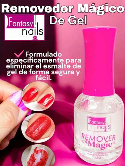 Fantasy Nails Removedor magico de gel de unas liquido especial para retirar de manera segura el gelish