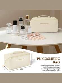 Bolsa de cosméticos de cuero bordada personalizada, bolsa de maquillaje personalizada para mujeres, bolsa única para damas, organizador de bolsa personalizado con nombre - Bolsas de almacenamiento personalizadas - Ver 15