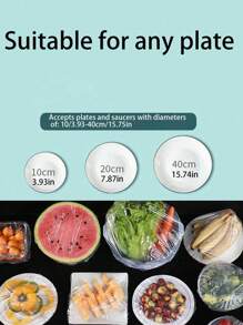 100pcs Disposable Stretch Cling Film Food Wrap Covers, Reusable Vegetable Savers, Fridge Freshness Retainers, Replaceable Produce Preserver, Fruit Saver, Antibacterial, Shower Caps, Shoe Covers, Thick Kitchen Cling Films, Household Refrigerator Food Storage Bags