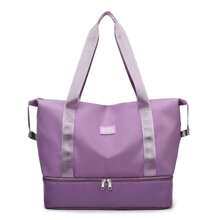 Bolsa de viagem listrada portátil de grande capacidade, bolsa feminina, que pode ser equipada com uma mala, personalizada e leve