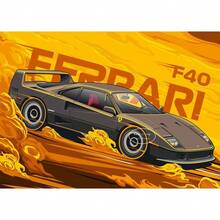 1 pieza Póster de arte de pared sin marco Coche de lujo rojo y negro F40 Póster e impresiones Pintura en lienzo Arte de pared Decoración moderna para sala de estar, oficina y hogar