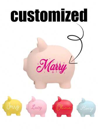 Personalized Piggy Bank, Customized Name Coin Bank For Boys And Girls, Durable Coin Savings Box, Fashion, Colorful, Cute, Minimalist, Kawaii, Unique Personalized Gift