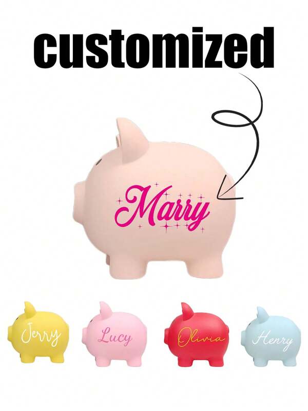 Hucha personalizada, alcancía con nombre personalizado para niños y niñas, caja de ahorro de monedas duradera, de moda, colorida, linda, minimalista, kawaii, regalo personalizado único