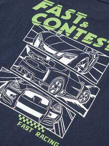 Balabala 男童卡通印花速干透气T恤，夏季服装 - 深藍 - 查看 7