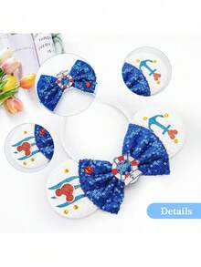 1 件头带，可爱卡通老鼠耳朵头带，亮片蝴蝶结头饰发饰，适合女士男士生日派对