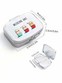 Cute Pill Letter Series Pattern Two Compartment Portable Pill Storage Room, Cute Mini Metal Storage Box, Portable Jewelry And Pill Box, Personalized Creative Gift With Cartoon Logo