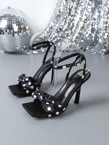 High Heel Fashion Elegant Strap Women High Heel Sandals - 黑與白 - 查看 2