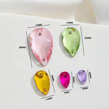 Slim Water Drop Shape Glass Multi Colors Shape Shiny Handmade Sewing Crystal Hand Sewn Rhinestone  Decoration Beads Flat Back With Holes Gems DIY Accessories Sew On Stones Strass For Decorating Clothes, Dress, Bags, Shoes, Brooches, Earrings, Handicrafts - Multicolor - View 3