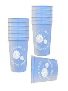12Pcs Set, Last Toast On The Coast Bachelore Party Plastic Cups 12PCS Costal Stadium Cups Coastal Bridal Shower Weekend Favors, Bridal Shower Party Favors Decorations Wedding&Hen Do Reusable Party Cups Supplies
