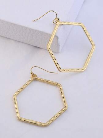 1對幾何形狀鏤空斜耳環合金耳環