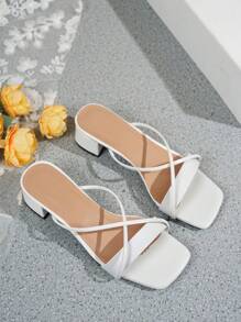 Women's High Heels, Ladies' Sandals, Black High Heels, Black Sandals, Black Shoes, Simple High Heels, Chunky Heels, Lace-Up Sandals, Mules