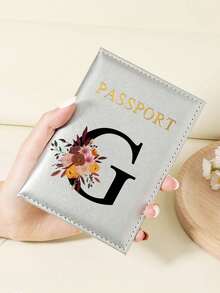 1pc A-Z 26 Letters Fashionable Letter Print Stylish Burgundy Passport Cover, Premium PU Leather Passport Wallet With Multi-Card Pockets For Credit Cards, Boarding Passes, And IDs Graduation - Burgundy - View 30