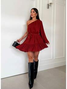 Camily DressSexyCasualCuteBohoPartyElegantChiffonRuffleNightWeddingPartyBirthday PartyBaby Shower PartyBachelorette PartyStage & Concert - 摩卡棕 - 查看 1