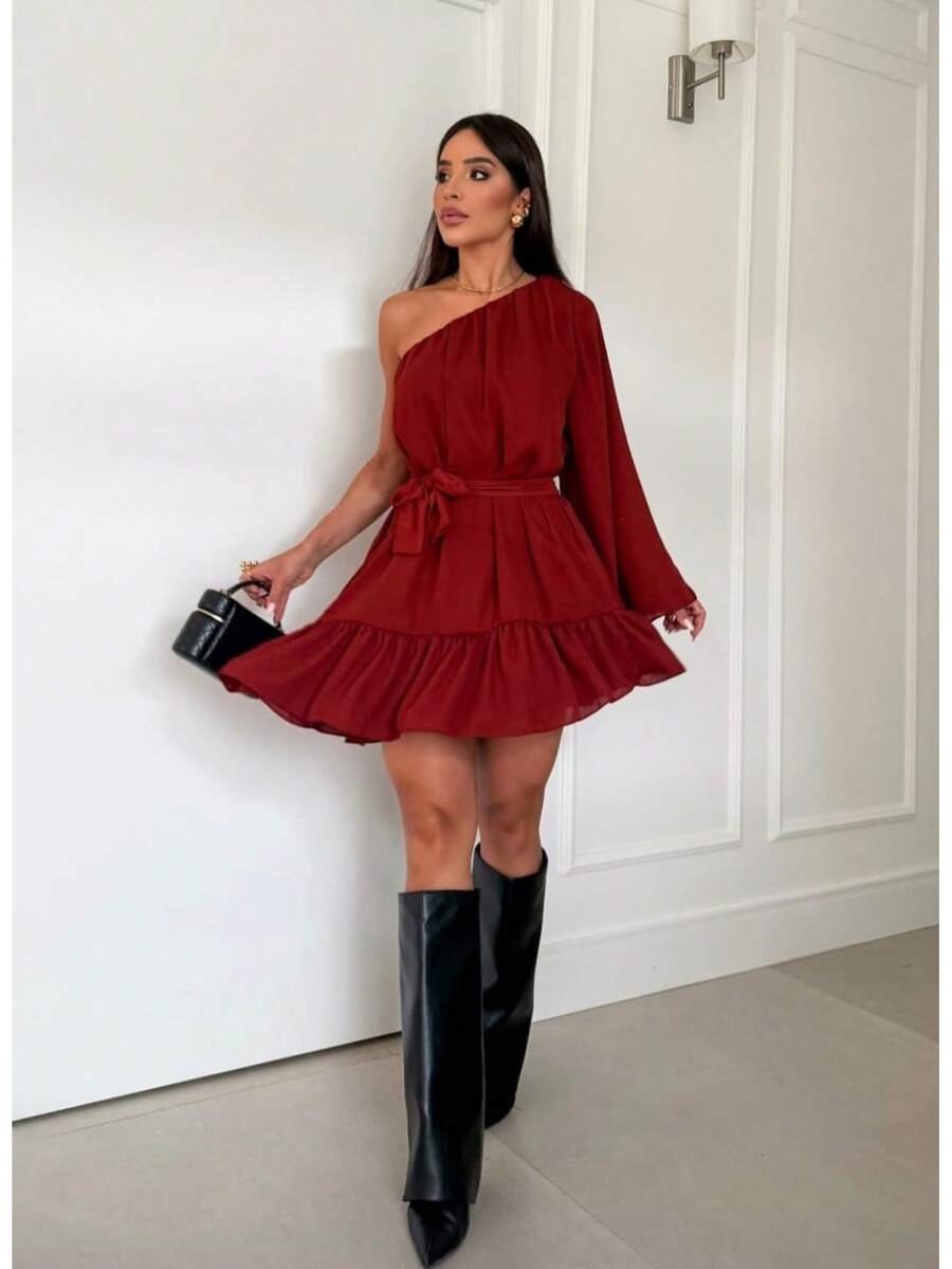 Camily DressSexyCasualCuteBohoPartyElegantChiffonRuffleNightWeddingPartyBirthday PartyBaby Shower PartyBachelorette PartyStage & Concert - 摩卡棕 - 查看 1