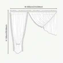 Cortina translúcida estilo minimalista nórdico, leve e respirável, efeito de luz suave, design de renda requintado, 1 peça, 550 * 150 cm, adequada para uso em sala de estar/quarto/casamento