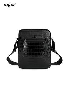 Men's PU Leather Shoulder Bag Crossbody Bag, Large Capacity Work Bag, Fashion Casual Weekend Travel Vintage New Life Items For Students Men Essentials Side Bag - Black - View 6