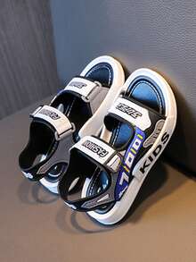 1 đôi dép xăng đan mùa hè mới cho trẻ em, dép đi trong nhà và ngoài trời chống trượt hình hoạt hình dễ thương. - Màu xanh lam - Xem 5