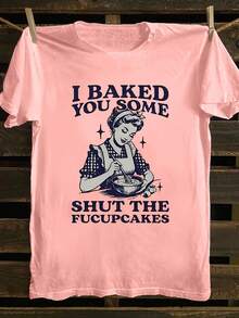 Women's Vintage Graphic Print T-Shirt, Versatile For Spring/Summer, Printed Tee, Vacation, Music Festival Casual Pink - Pink - View 2