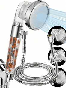 Tatukiko 4-Mode Filtered Shower Head With Stop Device, High-Pressure Spray For Cleaning Hard Water, Chlorine And Fluoride,Teacher's Day, World Cup - Multicolor - View 3