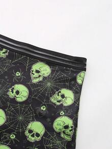Dircho 9pcs Women Gothic Halloween Skulls Print Contrast Binding Boyshorts, Comfy & Sofy Elastice Waist Intimates Panties, Women's Lingeries & Underwear - Multicolor - View 5