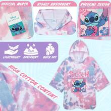 Stitch Bath Towel With Hood & Absorbent Changing Robe Poncho Swimming Shower Beach Holiday Essentials - Multicolor - View 4