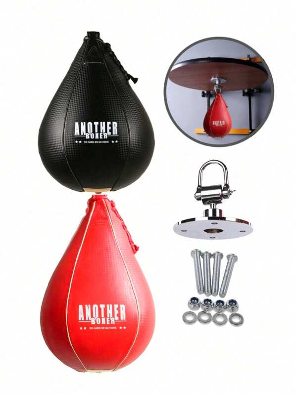 Leder-Speedball mit Aufhängeswirbel - Boxtrainings-Sack für Schnelligkeit & Genauigkeit - Sandsack für Gym, MMA, Muay Thai Sport, Zuhause Fitness Enthusiasten - Schlagreflex Ball