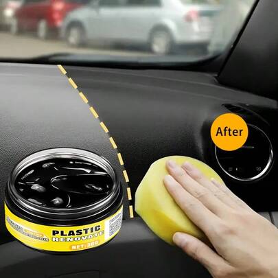 Car Interior Plastic Renovation Agent, Dashboard Care Blackening Paste, Tire Care Coating, Scratch Cover Long-Lasting Glossy Black, Exterior Rubber Trim Care Coating Agent