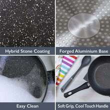 Non-Stick Frying Pan, Nonstick Skillet With Marble Coating, Suitable For Electric And Gas Stove, Multipurpose Pancake And Steak Cooking Pan, Scratch-Resistant And Durable, Anti-Stick And Oil-Free - Black - View 3