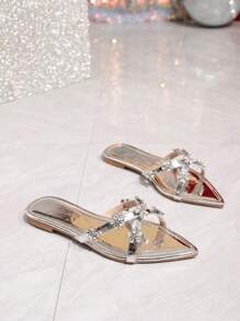 2025 Summer Fashionable Women's New Pointed Toe Slippers, Charming Pointed Toe Flat Sandals, French Style Versatile Summer Pointed Toe Sandals