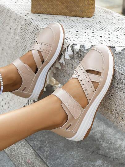 Sandalias deportivas con suela gruesa para mujer, zapatos para caminar de caña baja, zapatillas deportivas casuales clásicas, cómodas y de moda para dama