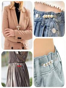 20 件女式仿珍珠腰别针/胸针可调节腰夹服装裤子配饰腰带，不含卡片连衣裙配饰衣服别针包饰背包适用于学校办公室配饰衬衫夹克珠宝圣诞节万圣节衣服别针有趣可爱的教师礼物